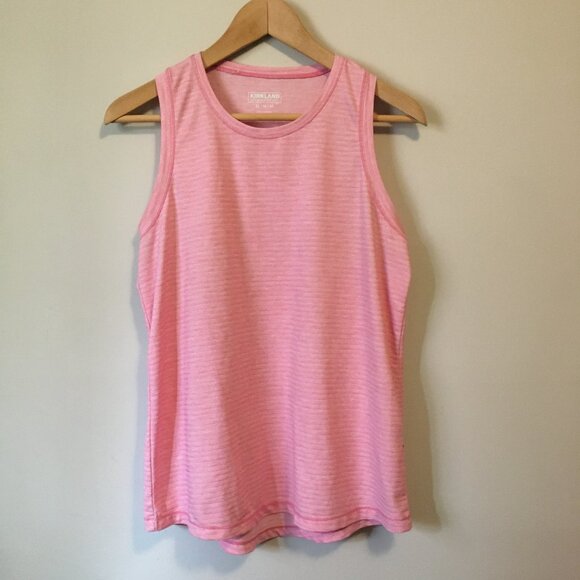 2 Cotton Candy Pink Horizontal Herringbone Print Tank Tops - Picture 5 of 15